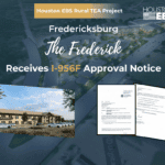 Modern Houston EB5 rural development project in Fredericksburg with approval notice, investor benefits, and community infrastructure.