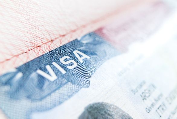Close-up of U.S. visa in passport representing the EB-5 immigrant investor program